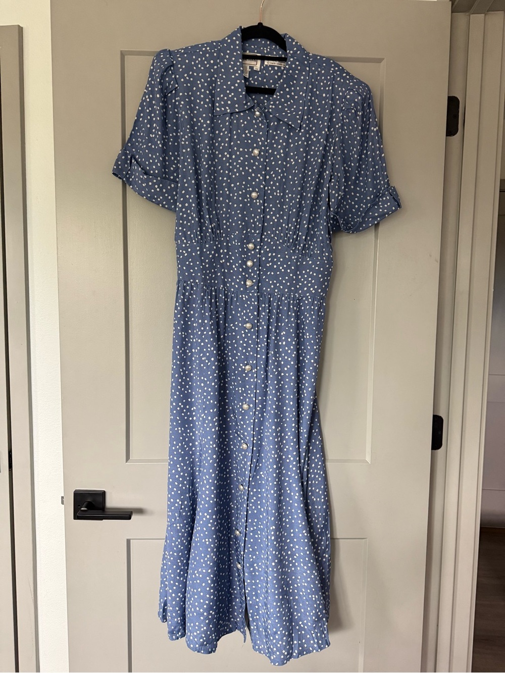 VTG Karin Stevens Cottagecore Maxi Dress Modest Pearl Buttons Size 14